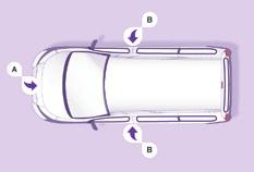 105 Curtain airbags Lateral airbags If fitted on your vehicle, this is a system which protects the driver and front passenger in the event of a serious side impact in order to limit the risk of