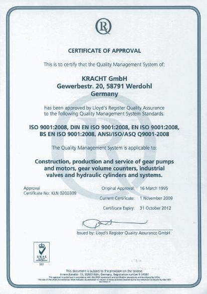 KRACHT GmbH, Werdohl according to DIN EN ISO 9001