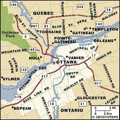 Chapter 1: Introduction Figure 1.2: Map of Ottawa (Source: 4data, 2011, www.4data.ca) Ottawa implemented Canada s first BRT system (the Transitway), which opened in 1983.