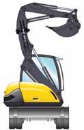 ...................360 bar - 2 x 2 speed gear motors with automatic brakes. Foot pedal control in excavator mode. Control lever control in compact loader mode. - Tractive force.