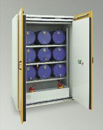 SAFETY - FIRE PROTECTION - DRUM CABINETS as per EN 14470-1 (TYPE 90) SIS-FAS Type 90 / 1550 For storage of flammable liquids in containers and drums up to 200 litres inside buildings Whole