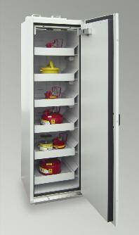 HAZARDOUS SUBSTANCES CABINETS WITH TROUGH-SHAPED SHELVES (TYPE 90) SIS TYPE 90 / 600 VS Approved for storage of flammable liquids at the workplace as per EN 14470-1 (Type 90) and TRbF 20 - L Whole