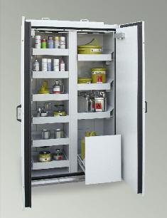 HAZARDOUS SUBSTANCES CABINETS WITH TROUGH-SHAPED SHELVES (TYPE 90) SIS TYPE 90 / 1200 VS / ES Approved for storage of flammable liquids at the workplace as per EN 14470-1 (Typ 90) und TRbF 20 - L