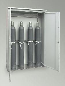 GAS CYLINDER SAFETY CABINETS as per TRG 280 TRG 700 / TRG 1050 / TRG 1400 For storage of pressurized gas cylinders inside and outside building as per TRG 280 Outer body made of galvanized steel