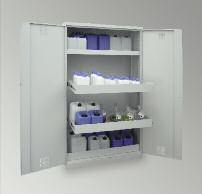 CHEMICALS AND POISONS CABINETS as per TRGS 514 / TRGS 526 / BGR 120 CHS 950 GL / CHS 950 VS For storage of harmful, water-endangering, toxic and very toxic liquids Single-wall body made of