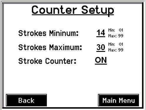 STROKE COUNTER The stroke counter will keep track and display the number of strokes or flakes for the last bale.