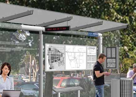 D E S I G N I N G B U S S T O P S Route and Map Displays Small and large size display cases can accommodate route and vicinity information in map and schedule format.