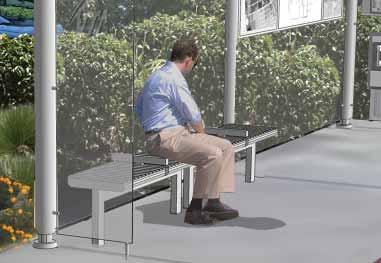 Metal benches deter graffiti and vandalism reducing maintenance costs over time. Placing intermittent armrests on a bus stop bench can discourage vagrancy and loitering.