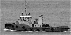 File: TG38129 Tug - Twin Screw: 125.0' loa x 34.7' beam x 16.1' depth x 13.10' loaded draft. Built in 2007 by Weihai Xinghai Shipyard; China. Panama flag. GRT: 488.