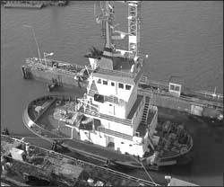 Class: ABS + A1 Towing Circle E + AMS. Exp Jan 2021. Main Engines: 2 x Yanmar T240A-ET total 2,800BHP. 2 - FP prop(s). Bollard Pull: 39T. South America West Coast. File: TG26110 Tug - Twin Screw: 109.