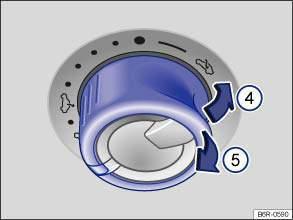 Fig. 38 In the headliner: push the switch to tilt and pull the switch to close The rotary switch must be in the basic position 1 before the electric panorama sliding/tilting glass roof can be tilted.