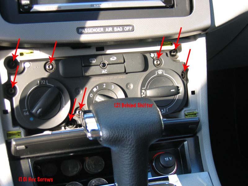 You can also do this with your fingers by grabbing the bottom and prying upward. 2.3 Once that trim piece is free, you can access and remove the plastic trim piece around the climate control panel. 2.4 The climate control assembly is held in by ten T-15 screws.