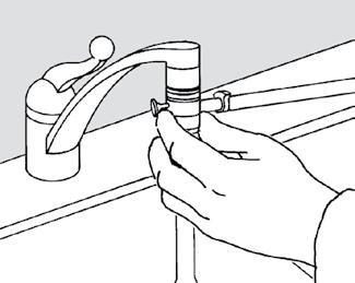 If your faucet has an aerator, remove aerator from the faucet (see figure 6). 9. The diverter valve is attached to the end of the tubing. Do not remove the tubing from the diverter valve.