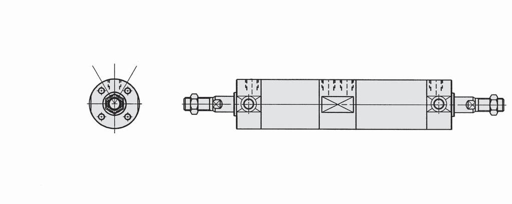Series Symbol 9 Dual Stroke Cylinder/Double Rod Type -XC10 Two cylinders are constructed as one cylinder in a back-to-back confi guration allowing the cylinder stroke to be controlled in three steps.