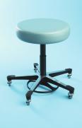C H R O M E FIVE-LEG PNEUMATIC EXAM STOOLS offer smooth height adjustment with a touch of the lever on the