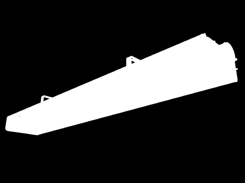 The luminaires (21 W, 28 W or 35 W) are integrated into the bottom panel of the beam.