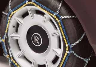 mud, ice and fresh or melting snow Reduce the risk of aquaplaning on wet roads Snow Chains* Rolls-Royce snow chains improve
