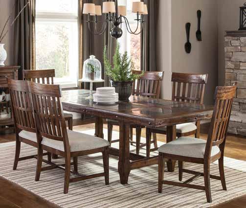 limited quantities bluestone inlay Dining 44-inch table extends to 64 inches.