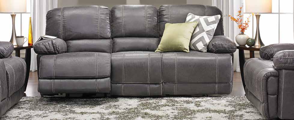 This power reclining sectional does it all in style with bold nail head trim.