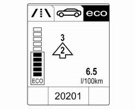 Instruments and controls 101 Submenus are: Shift indication: Current gear is indicated inside an arrow. The figure above recommends upshifting for fuel saving reasons.