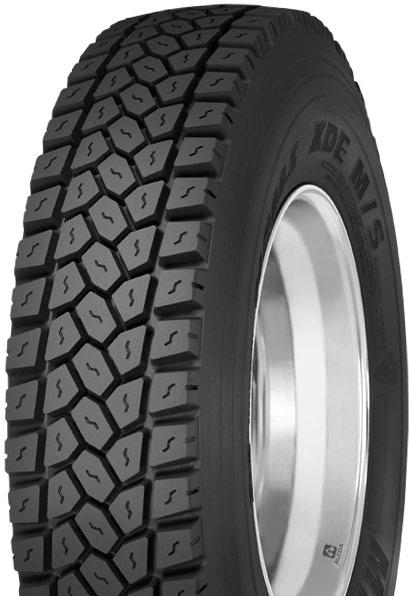 DRIVE TIRES XDE M/S REGIONAL APPLICATIONS Open shoulder drive axle radial engineered for excellent mileage and traction across a wide range of applications Aggressive open shoulder design with deep