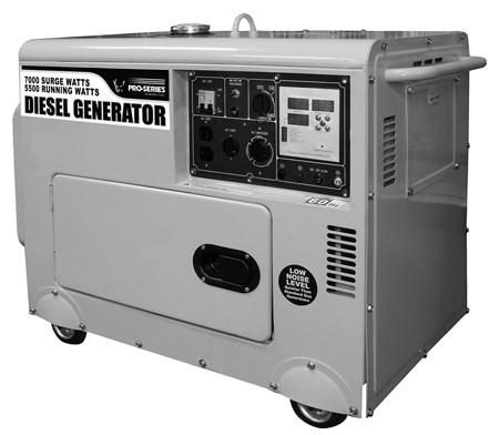 PACKAGE CONTENTS The following items are supplied with this Model GENSD7D 7,000 Surge Watts / 5,500 Running Watts Diesel Generator. Verify all items are included. STOP!