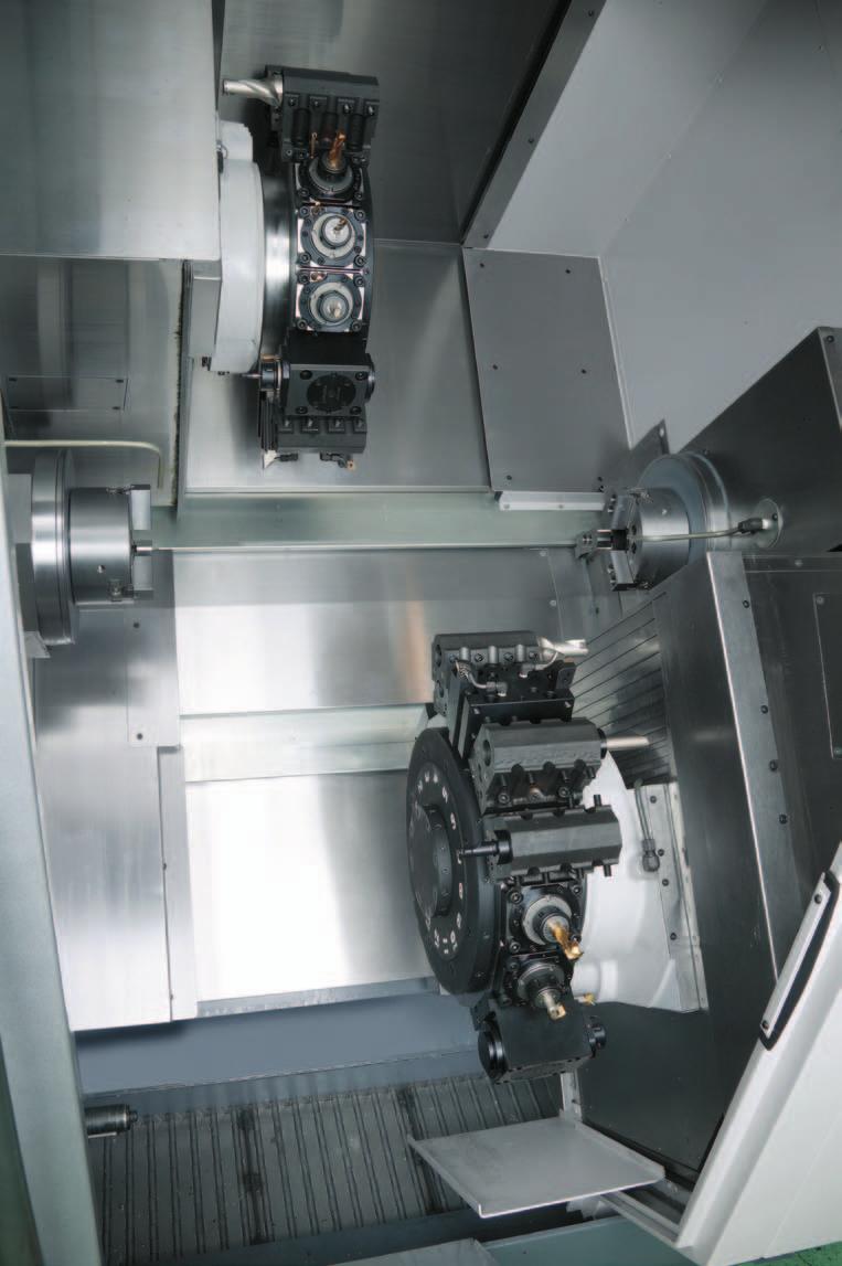 Achieve ideal balance for -2 processes Achieve the best production system with our abundant lineup Highly efficient machining with spindles with same capacity on left and right Left and right