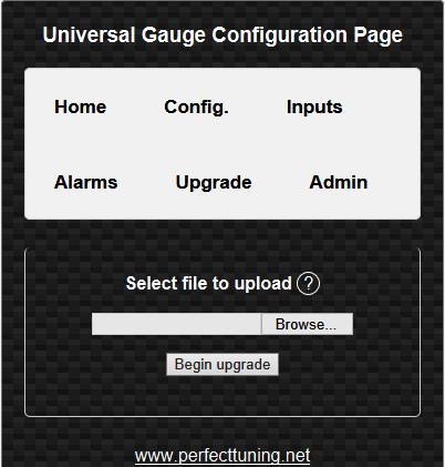 4.3.5 Upgrade This page is used to do a firmware upgrade of the gauge. On IOS devices, this is tricky because the IOS devices cannot store a.