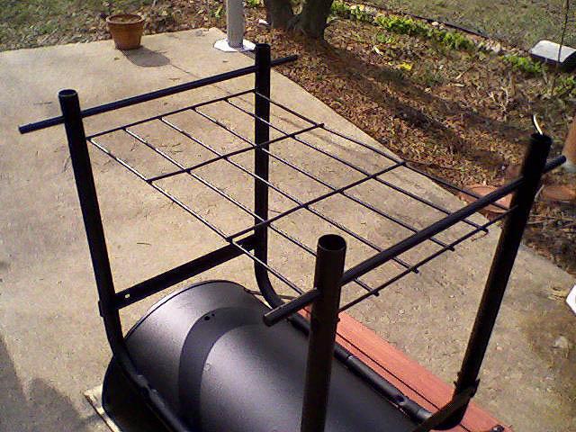 These air-filled tires are ten inches in diameter and make moving the smoker a breeze. I found these wheels at Harbor Freight.