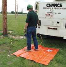 connecting mat's grid in series with an electrical ground and subject system component or vehicle Simply rinsing with water comprises all the care the mat requires Mat may be folded and stored in a