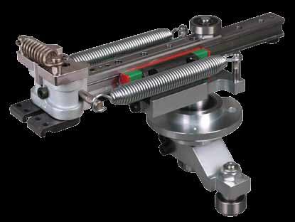 ground profile roller rail bearing for greater rigidity hardened spring pins are replaceable hardened