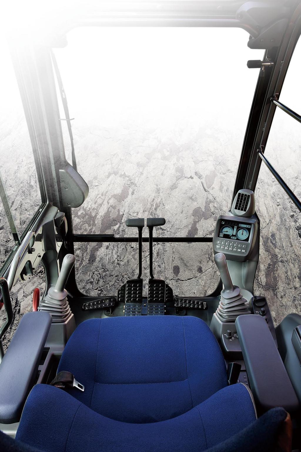 New Standard in Operator Comfort The operator's seat of the ZXIS-3 series gives the operator an excellent view of the jobsite.