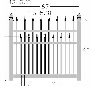 NAPLES Ornamental Iron Style Fencing (1) 4 x 4 x 7 RW Post & Gothic Cap (2) 1-3/4 x 1-3/4 x 66 RW Rails (8) 1 x 1