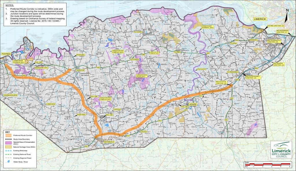 N21 Adare Bypass & N69Shannon/Foynes Foynes Adare Preferred route selected, design ongoing 17km of Type 2 dual c/way plus
