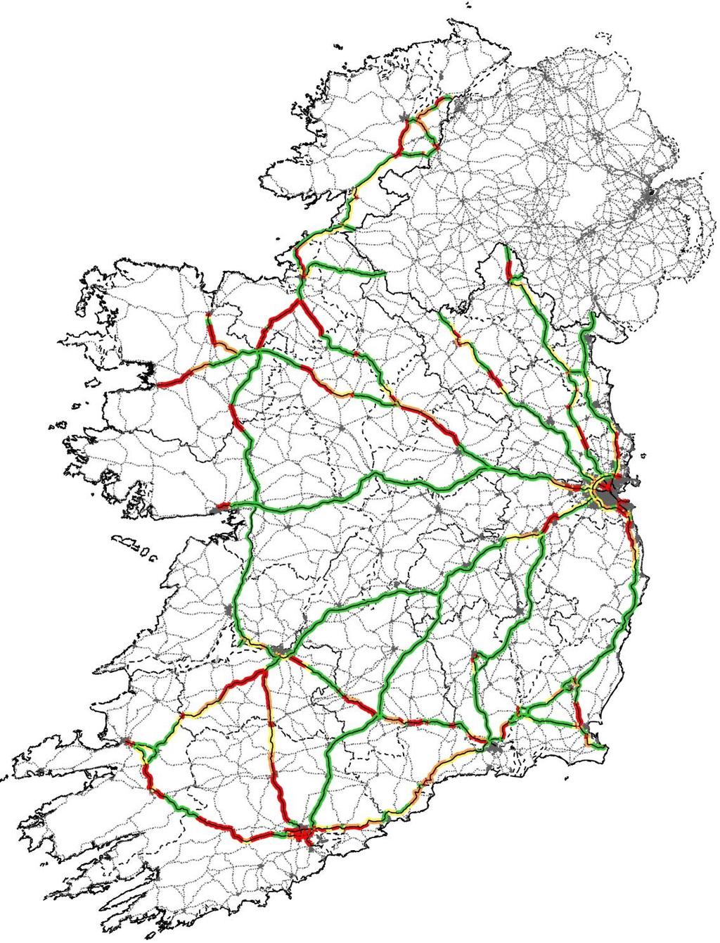 Motorway & National Primary Network (2030 AADT Flows / NRA TD9 LoS Capacity)) Motorway / National Primary Schemes with Approvals (included in Capital Plan): 1. N7 Naas Newbridge 2.
