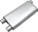 All universal mufflers are reversible for custom installation. 1975-97 V8 17739 2-1/2" inlet offset/dual outlet 104.