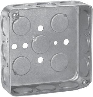 Steel Square Boxes 4 SQUARE OUTLET BOXES & COVERS Applications: Features: the installation of electrical devices (switches, receptacles, fans, lights, etc.