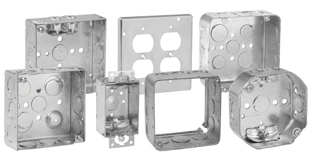 Steel Square Boxes 4 SQUARE OUTLET BOXES & COVERS Applications: Features: Certifications