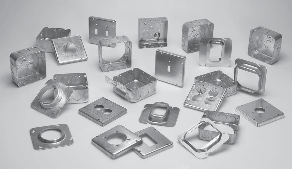Steel Square Boxes 4 11 /16 SQUARE OUTLET BOXES & COVERS Applications: Features: 1 /2 3 /
