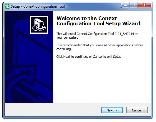 Introduction and Installation Installing the Conext Configuration Tool Software To install the Conext Configuration Tool software: 1.