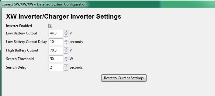 System Configuration 5. Set the XW Inverter/Charger Inverter Settings.