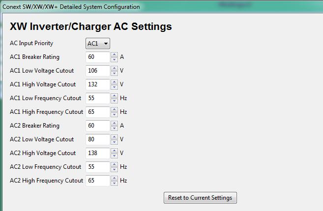 Using the Configuration Wizard Table 2-7 XW Inverter/Charger Custom Battery Settings Setting Float Voltage Battery Temperature Compensation Description Sets the float voltage for a custom battery