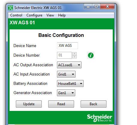 Configuring the Conext Automatic Generator Start Multi-Unit AGS Configuration AGS Basic Configuration provides the means to identify multiple AGS units within the same configuration.