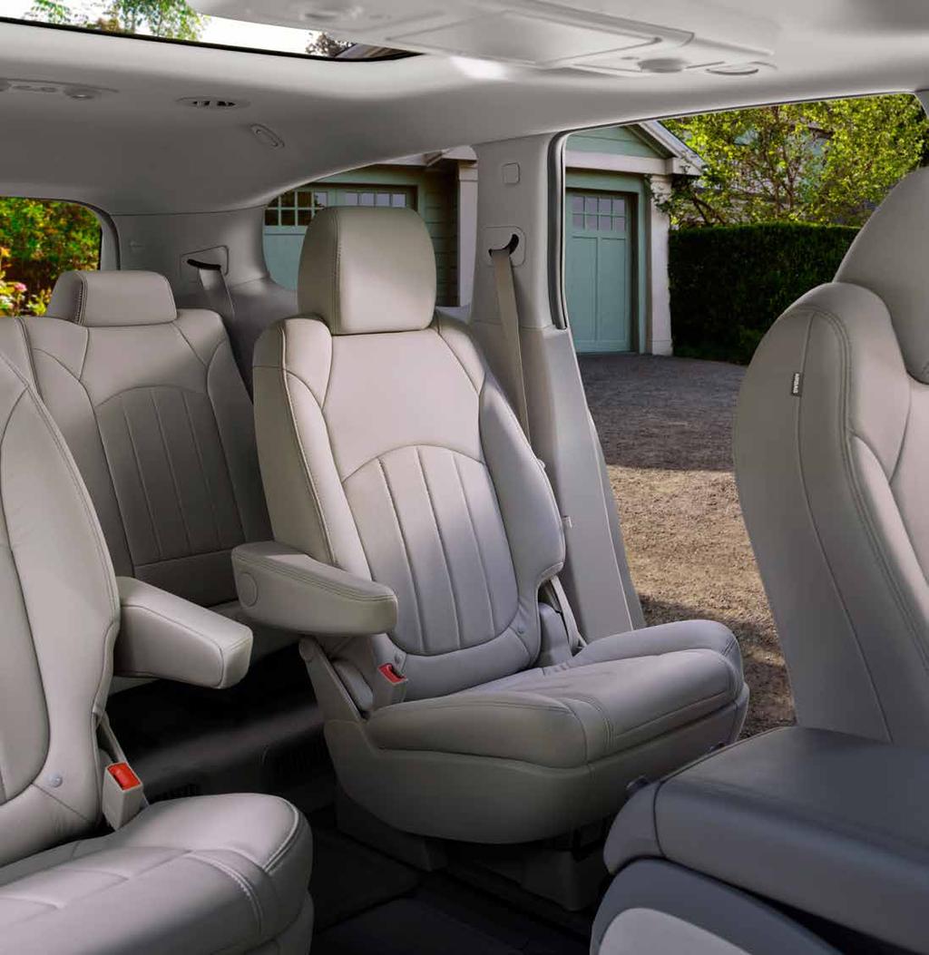 ACCESS IN ENCLAVE, THREE ROWS LET YOU TRAVEL IN FIRST CLASS. The standard seven-passenger Enclave features three rows of premium seating.