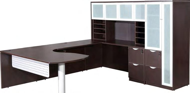 Executive U $3120 *DP840-96 Silver - Arc Status mobile pedestal with 36/30 Bow Top main desk, 47x24
