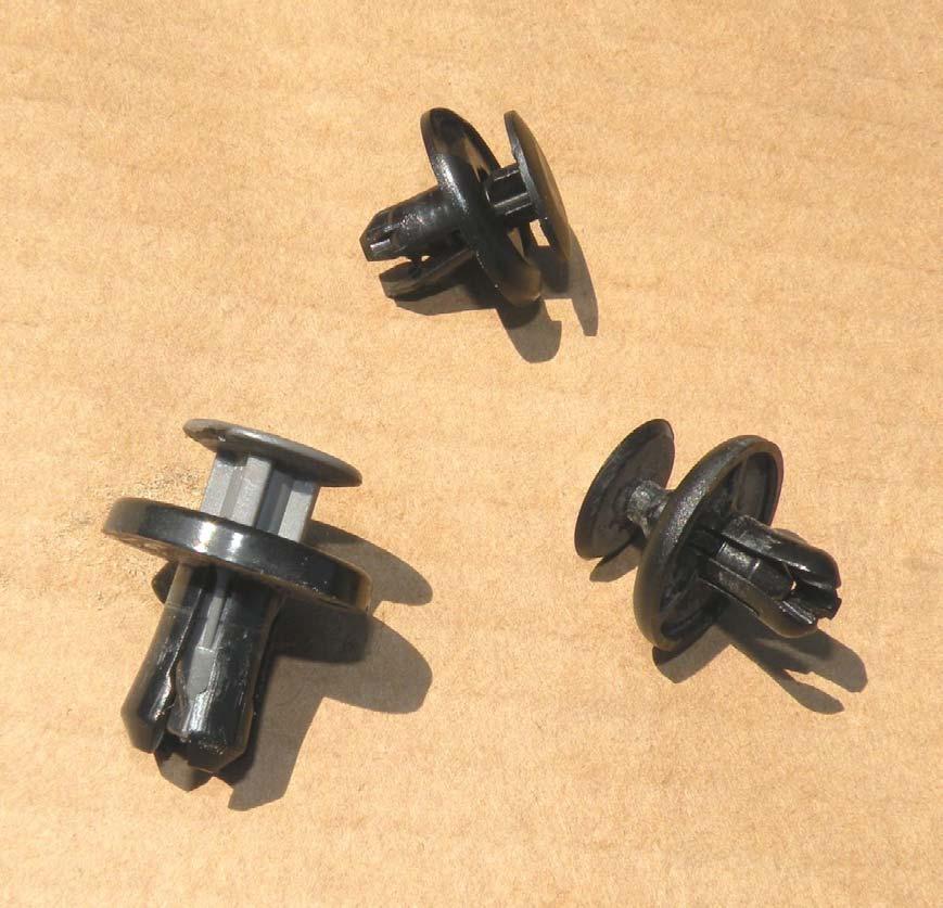 You shouldn t ever trust the jack alone to hold up the vehicle for too long. Access to the oil pan requires the removal of these 3 plastic secure-pins.