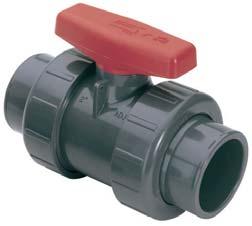 True Union 000 Standard Ball Valves Pressure Rating @ 7 F ( C), Water /" - " = 5 psi -/" - " = 50 psi Flanged = 50 psi PVC = 0 F (0 C) All Valves Assembled with Silicone-Free, Water Soluble Lubricant