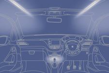 Switching on At night, interior mood light emitting diodes - LEDs (courtesy lamp, instrument panel, footwells, panoramic sunroof.