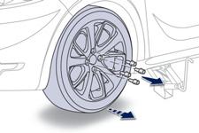 used. Raise the vehicle until there is sufficient space between the wheel and the ground