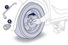 After changing a wheel To store the punctured wheel in the boot correctly, first remove the central cover. When using the "space-saver" type spare wheel, do not exceed 50 mph (80 km/h).